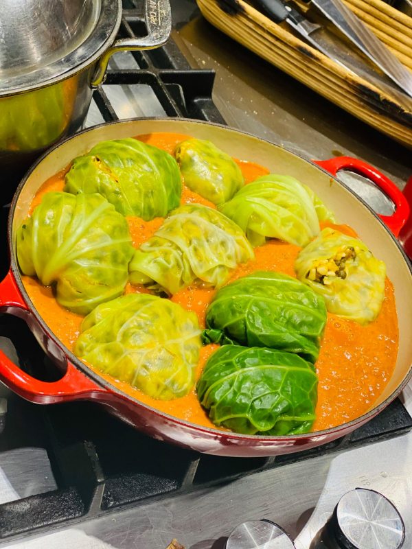 Green Cabbage Balls stuffed with Lentil & Rice